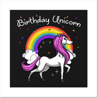 Birthday Unicorn Magical Party Colorful Rainbow Posters and Art